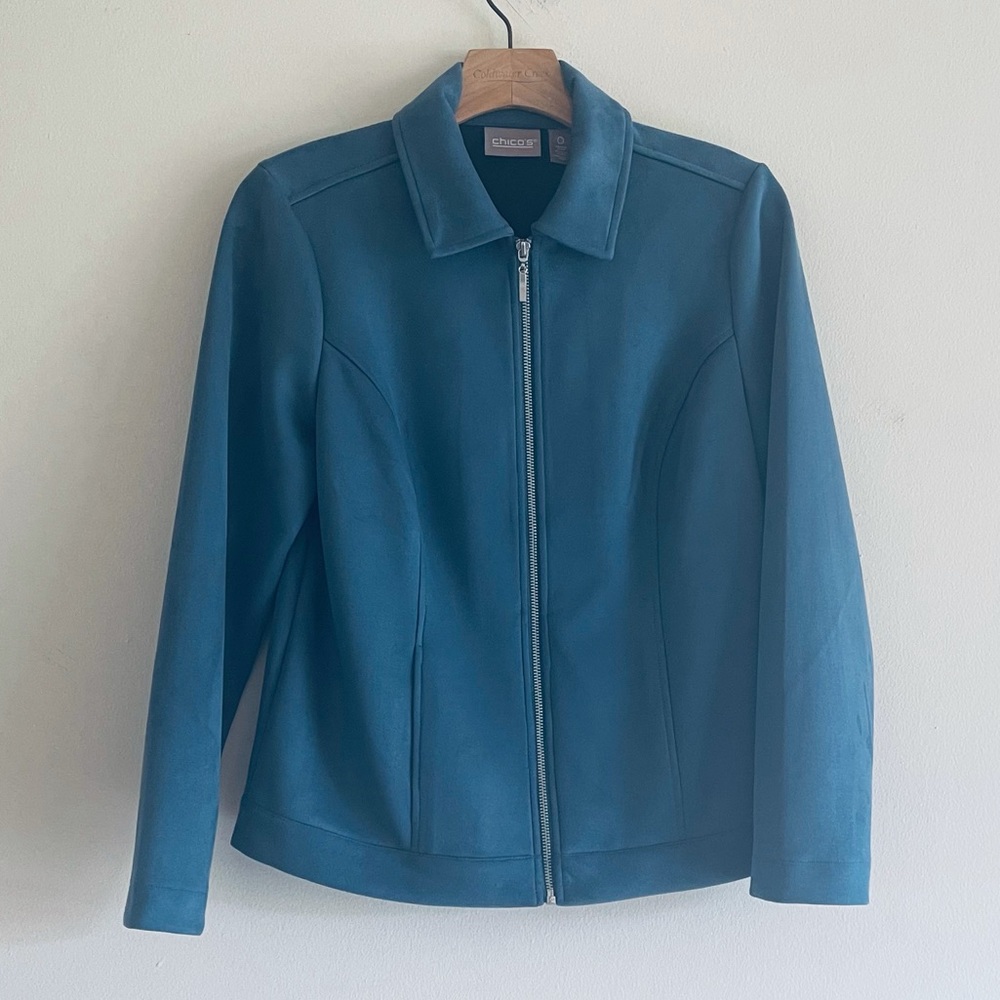 Chico’s zipped blazer faux suede leather